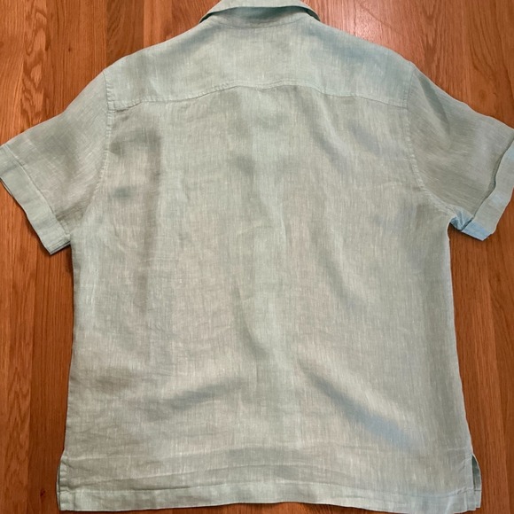 Frescobol Carioca Large Linen Short Sleeve Shirt Mint Green Quiet Luxury Resort - Picture 3 of 9